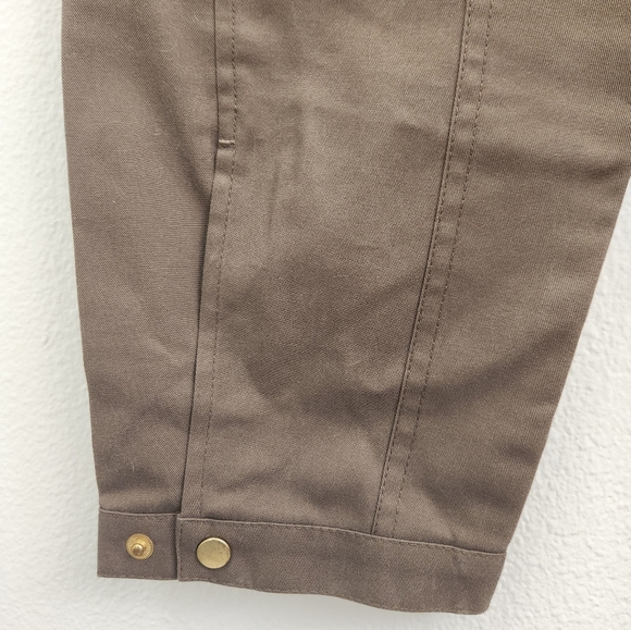 Halston Heritage Cropped Tapered Leg Relaxed Fit Brown Pants Army Style Size 6 - Picture 6 of 12